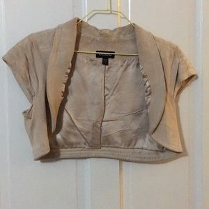 Cropped suede leather jacket